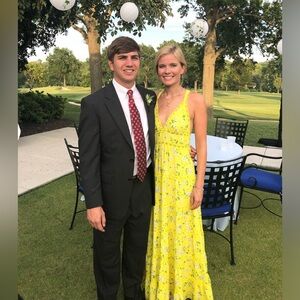 Alice + Olivia yellow maxi dress with white florals